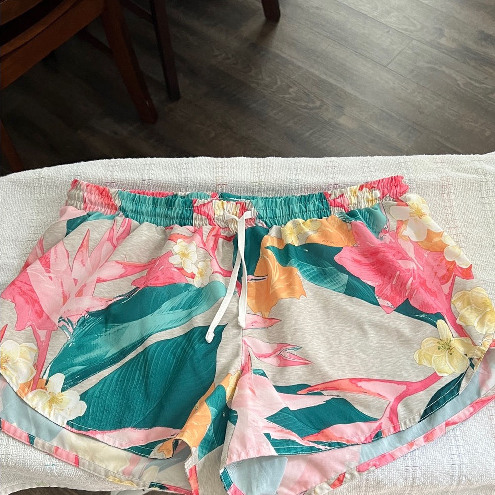 Old Navy Floral Athletic Shorts - Pink, Green, Orange